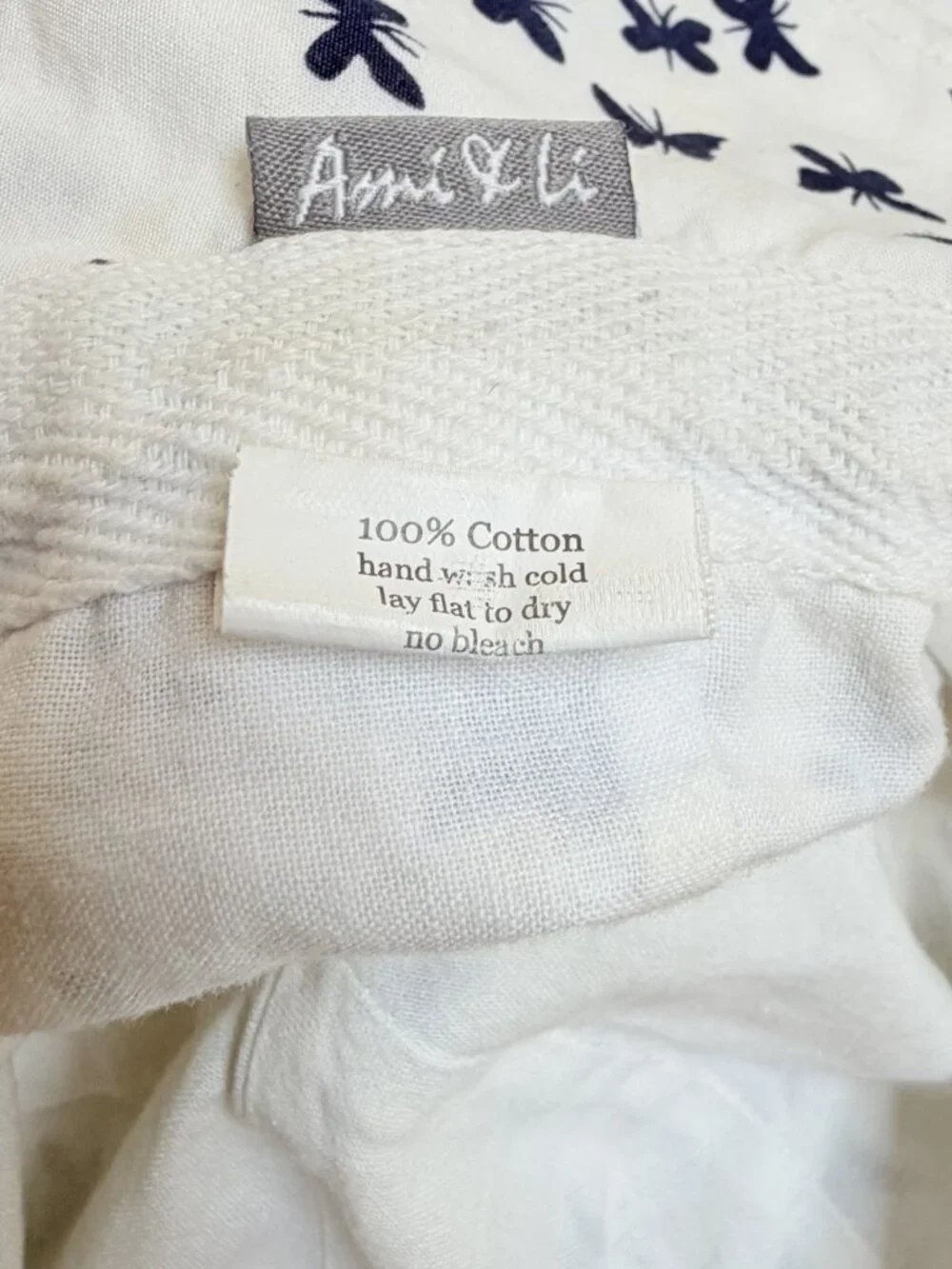 Ami & Li White Butterfly Cotton Sun Hat Wide Brim Adjustable Kids Medium Travel